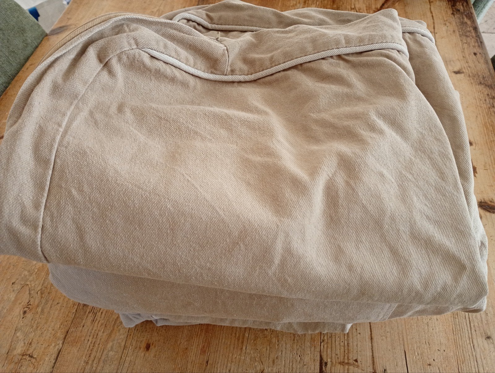 Ikea Ektorp hoes 3-zitsbank beige met lichtbeige bies, Huis en Inrichting, Ophalen, Gebruikt, Driepersoons, 75 tot 100 cm
