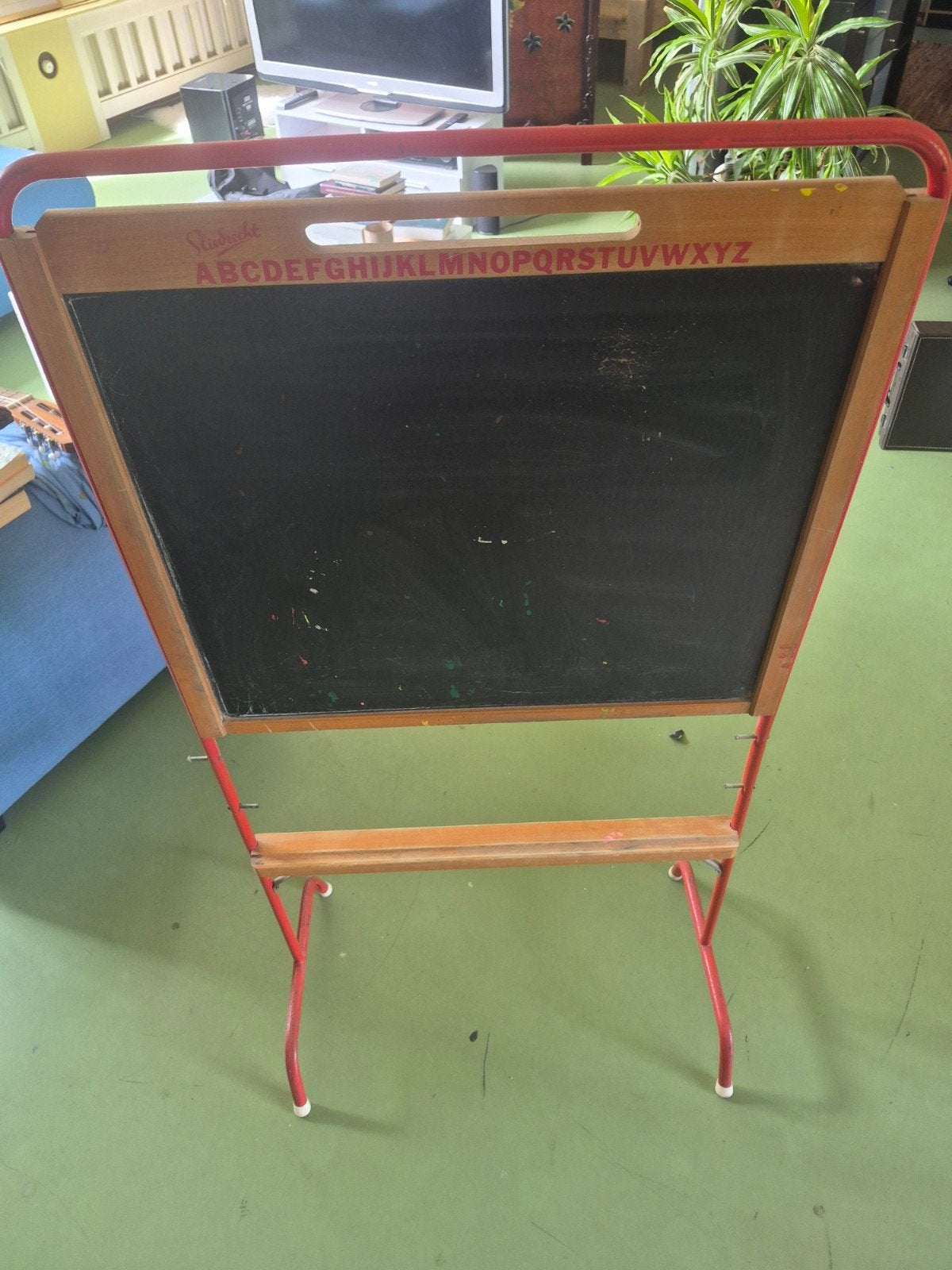 Vintage dubbelzijdig krijtbord - 130x66 cm, Ophalen, Mobiel, Gebruikt, Krijtbord