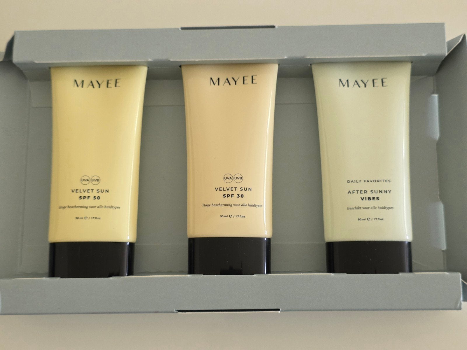 Nieuwe Mayee Zonverzorgingsset SPF 30, SPF 50 & After Sun, Sieraden, Tassen en Uiterlijk, Uiterlijk | Lichaamsverzorging, Ophalen of Verzenden
