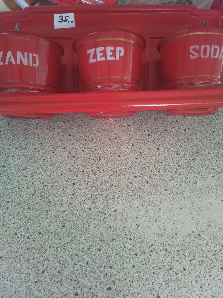 Emaille zand zeep en soda set - nog heel mooi, Antiek en Kunst, Antiek | Emaille, Ophalen of Verzenden