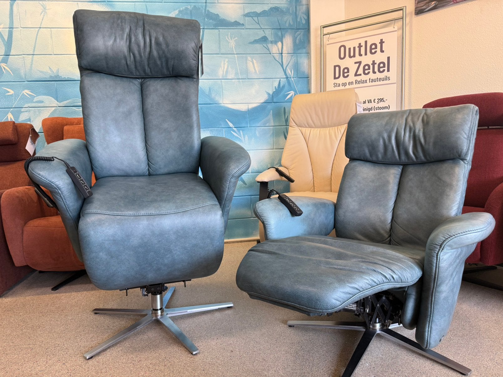 Relaxfauteuils meubelzorg sta op relax stoel gratis bezorgd, Verzenden, Zo goed als nieuw, Leer, Ruim 100 kort gebruikte merk stoelen in alle kleuren en maten