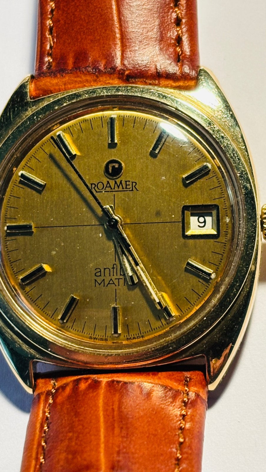 Roamer gouden horloge 14 krts automaat met datum, Ophalen of Verzenden, Zo goed als nieuw