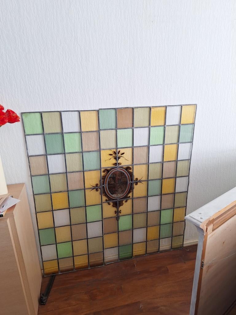 te koop glas in lood, Doe-het-zelf en Verbouw, Glas en Ramen, Gebruikt, Minder dan 80 cm, Ophalen of Verzenden, Glasplaat
