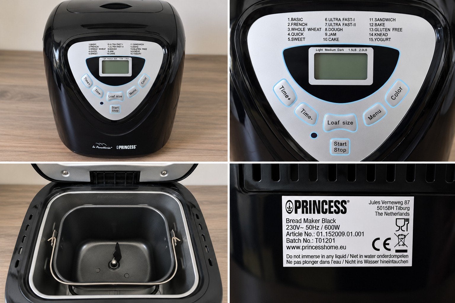 Princess Broodbakmachine Zwart - 15 Programma's, Meer dan 10 programma's, 800 tot 1200 gram deeg, Zo goed als nieuw, Ophalen