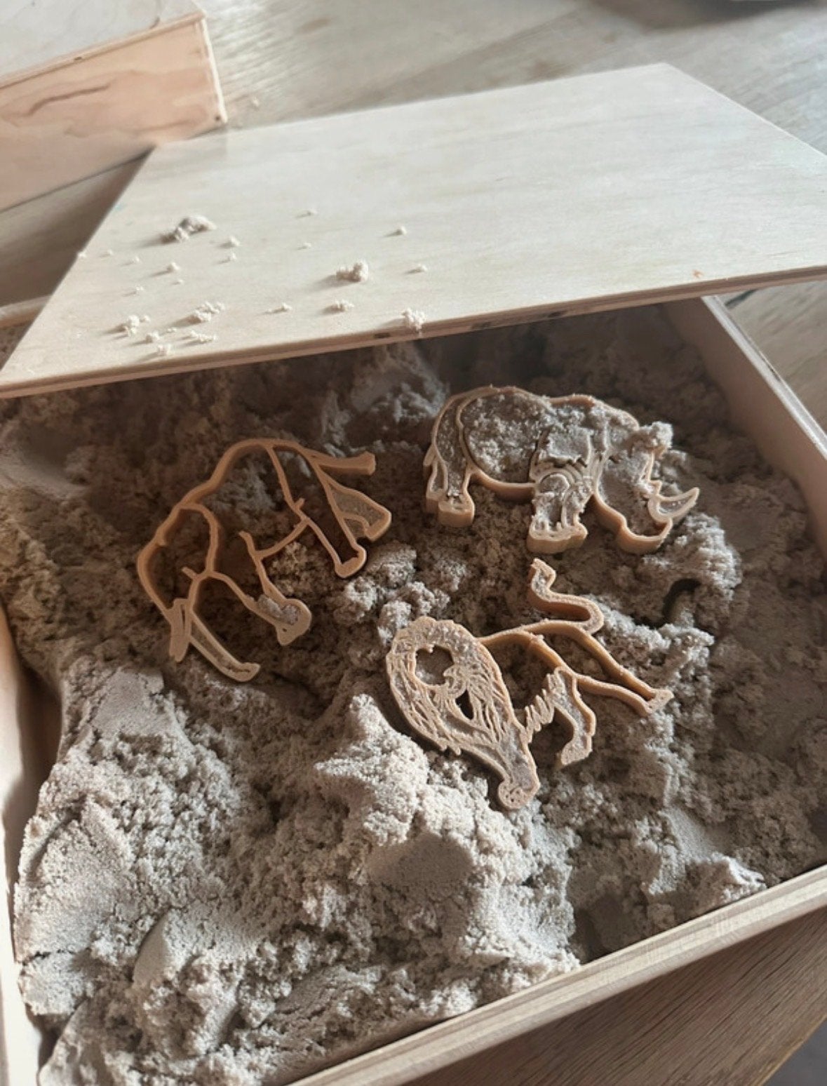 Houten bak met deksel en accessoires (zonder zand), Ophalen of Verzenden, Gebruikt, Knutselen
