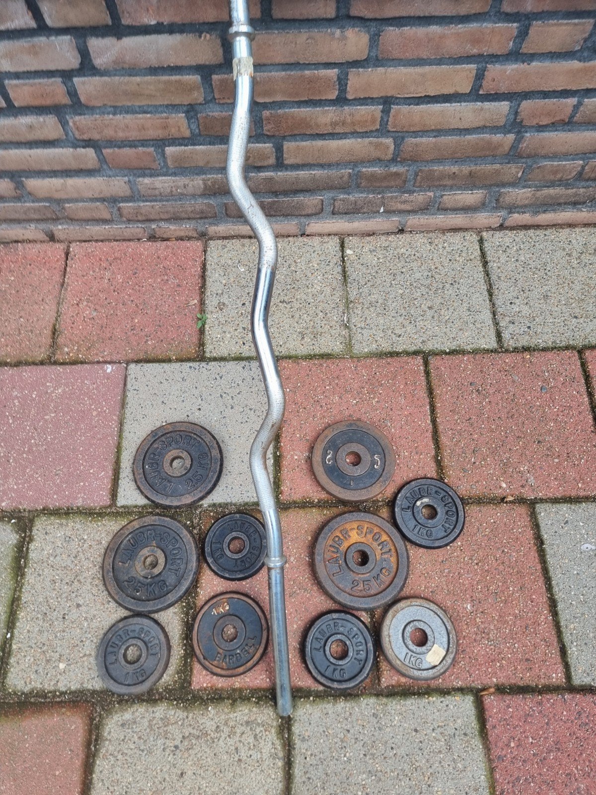 EZ Curl Stang met Gewichten - Diverse Maten, Sport en Fitness, Ophalen, Gebruikt, Armen, Halterstangen