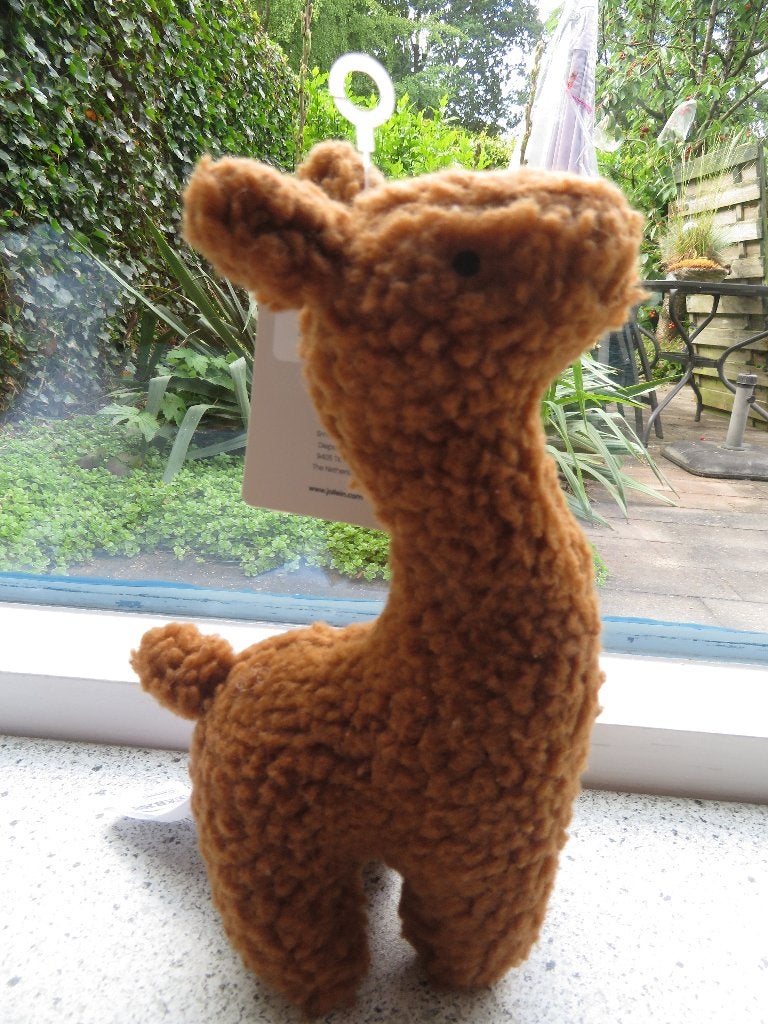 Lama alpaca merk Jollein Caramel fleece ca 20 cm hoog, Overige typen, Nieuw, Ophalen of Verzenden, Wasbaar