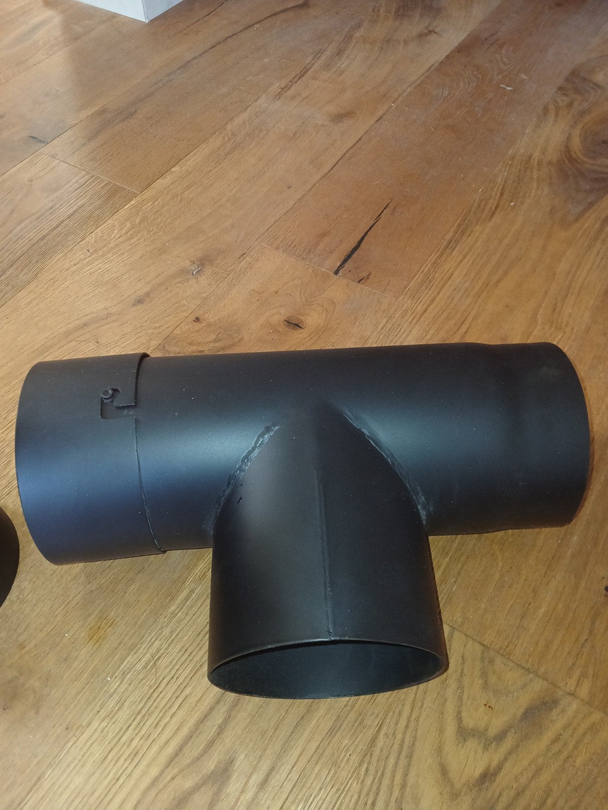 Nieuw stalen kachelpijp T-stuk 150 mm met afsluitkap, Ophalen, Gebruikt, Minder dan 30 cm, Overige typen