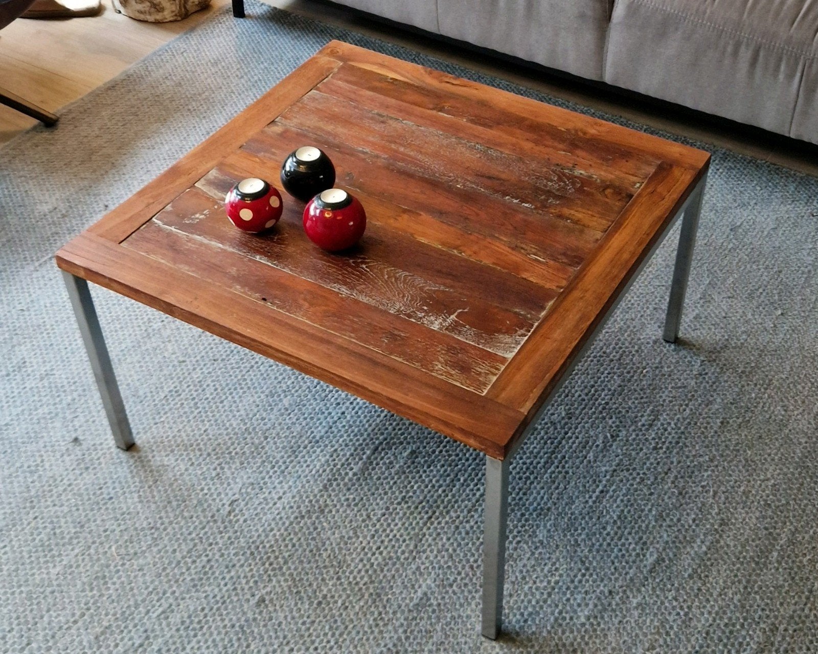 Teakhouten salontafel, Huis en Inrichting, Ophalen, 50 tot 100 cm, Teakhout, Vierkant