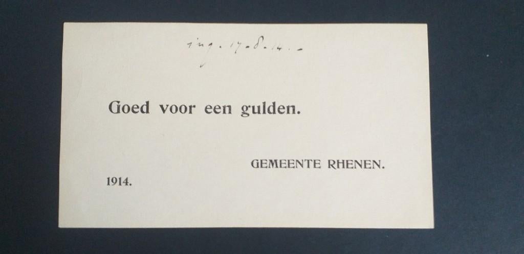 Nederland - Noodgeld - Rhenen, 1 gulden 1914 in UNC, Postzegels en Munten, Bankbiljetten | Nederland, Ophalen of Verzenden, 1 gulden
