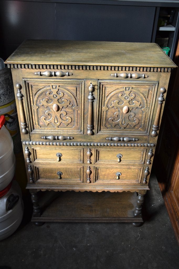 Prachtige oude secretaire met laatjes en blad, Ophalen