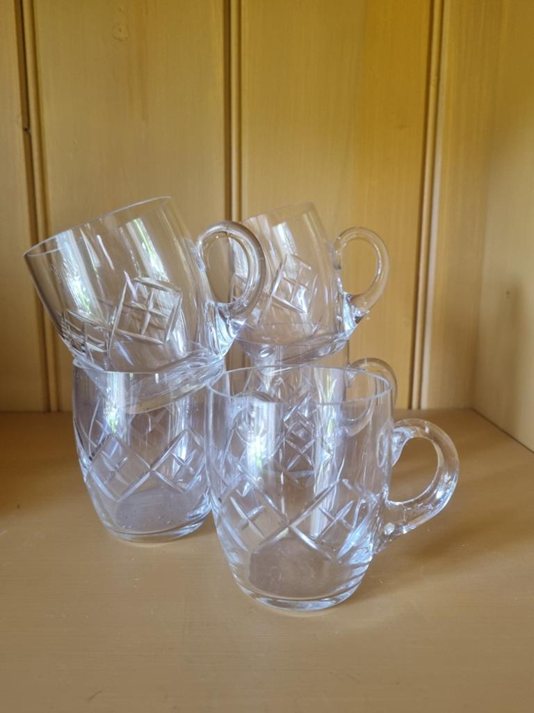 Prachtige theeglazen, geslepen, Antiek en Kunst, Ophalen of Verzenden