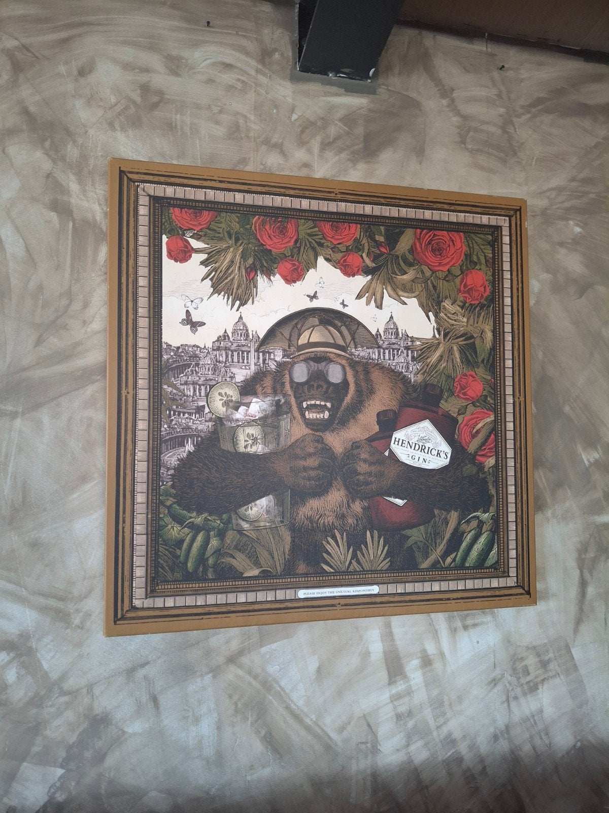 Hendrick's Gin Gorilla Kunstprint met Lijst, Ophalen, 50 – 75, 50 tot 75 cm, Print
