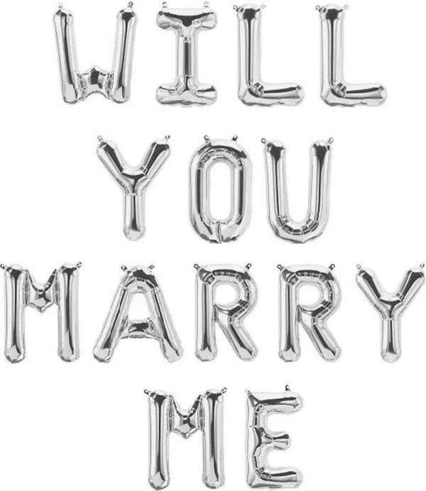 Grote folie ballonnen set will You Marry Me, Versiering, Valentijn of Romantisch, Nieuw, Ophalen of Verzenden