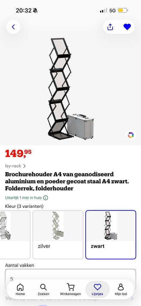 Brochurehouder A4 zwart, geanodiseerd aluminium en staal, Ophalen of Verzenden, Zo goed als nieuw