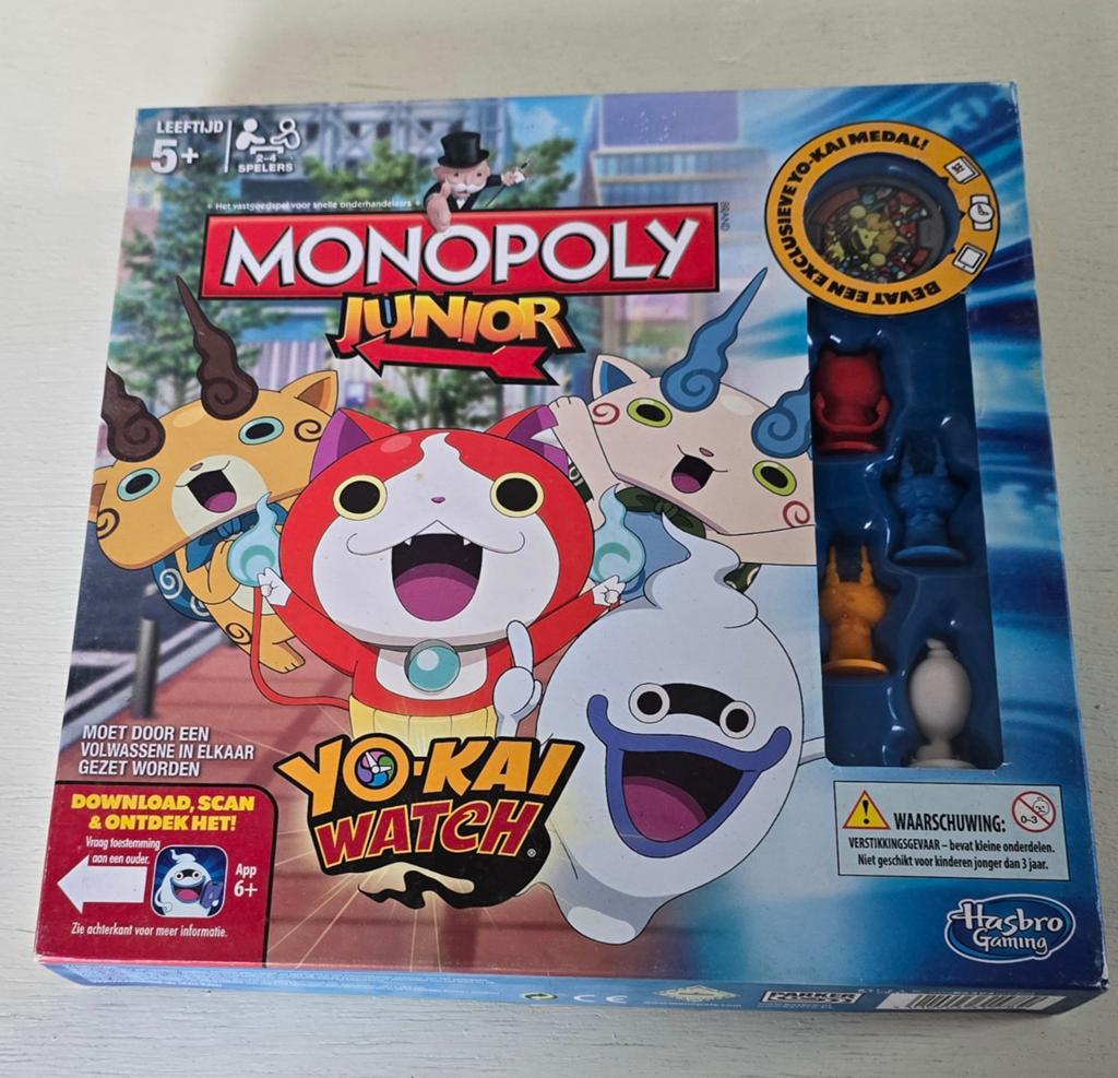 Monopoly Junior Yo-Kai Watch - Compleet Gezelschapsspel, Drie of vier spelers, Ophalen of Verzenden, Gebruikt, Hasbro Gaming