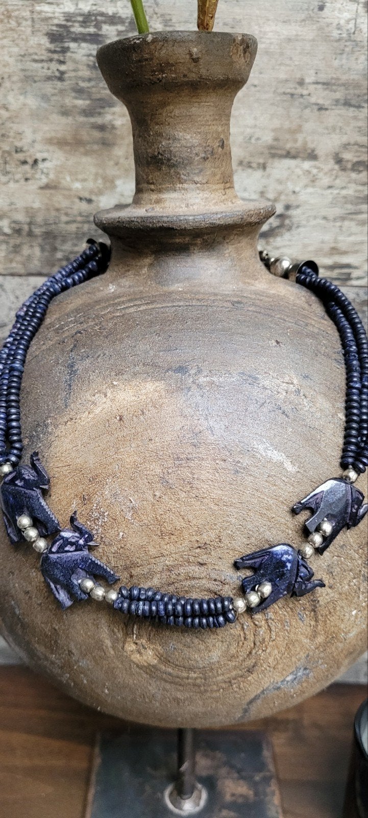 Afrikaanse vintage ketting, Sieraden, Tassen en Uiterlijk, Ophalen of Verzenden, Gebruikt, Blauw, Overige materialen