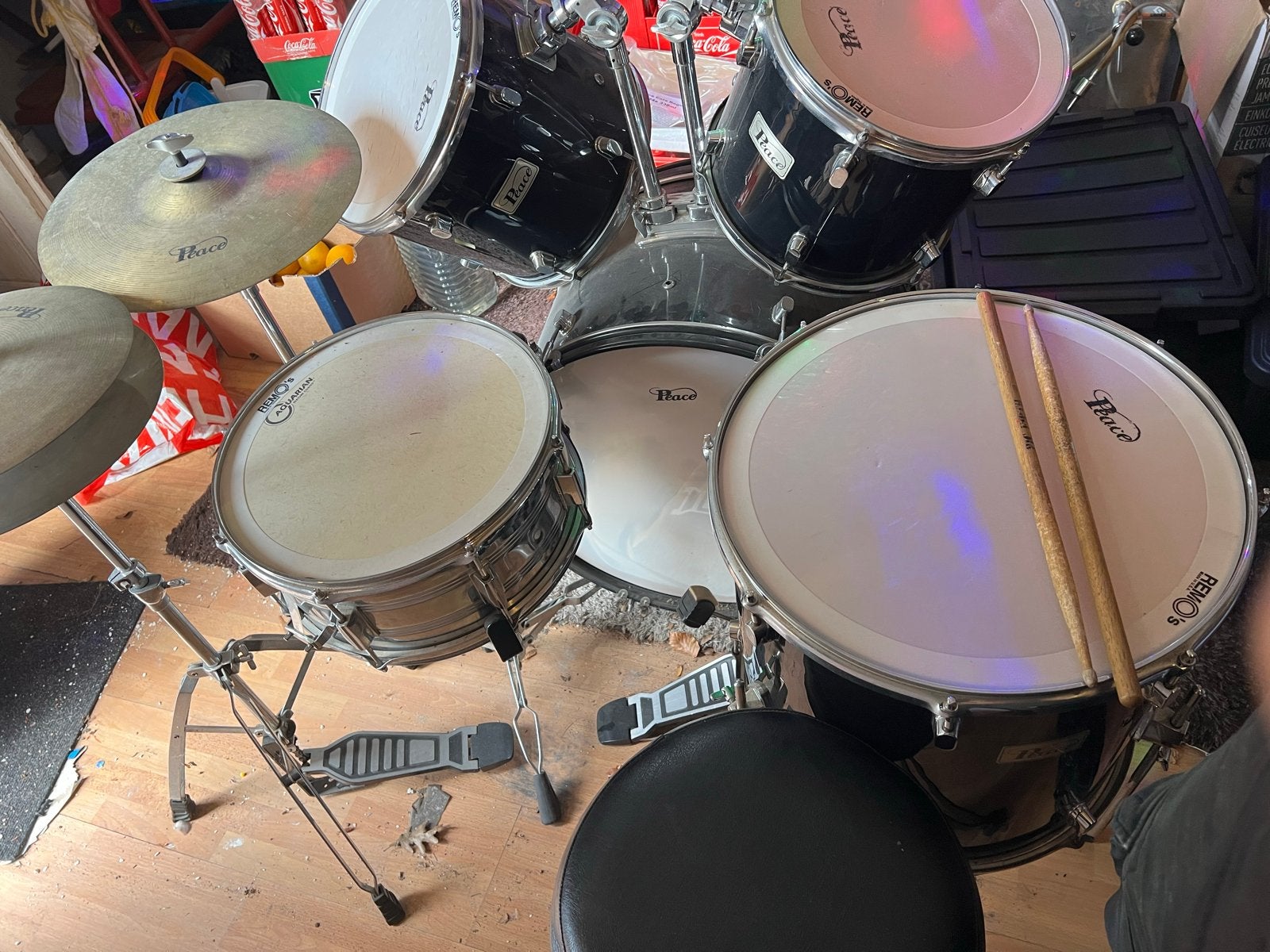 Peace drumstel met bekkens en stokken, Ophalen, Gebruikt, Overige merken