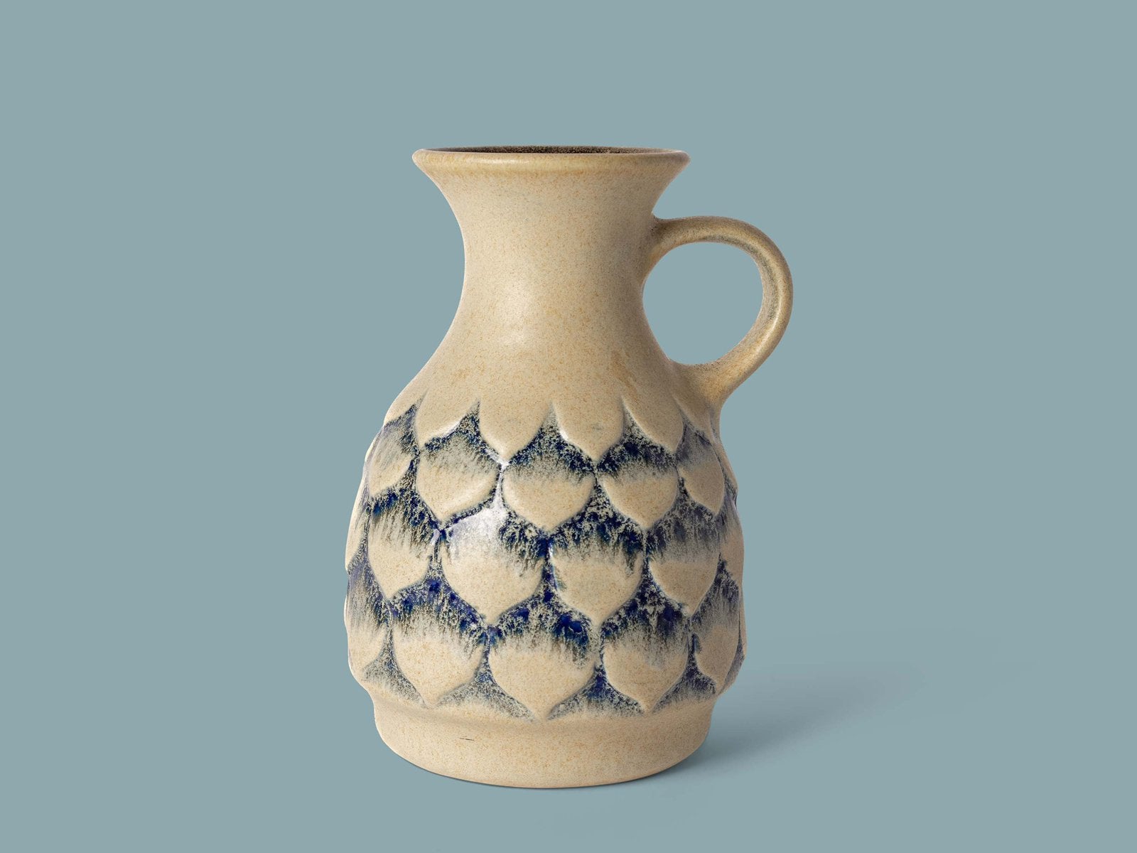 Vintage Jasba kanvaas 3313/18 crème met blauw reliëf, Ophalen of Verzenden