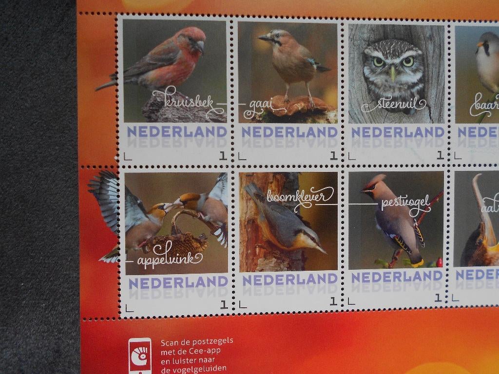 postzegelvel 10 postzegels vogels, Ophalen, Na 1940, Postfris