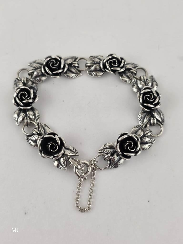 Zilveren Teka roosjes armband                            Z50, Gebruikt, ., Ophalen of Verzenden, .