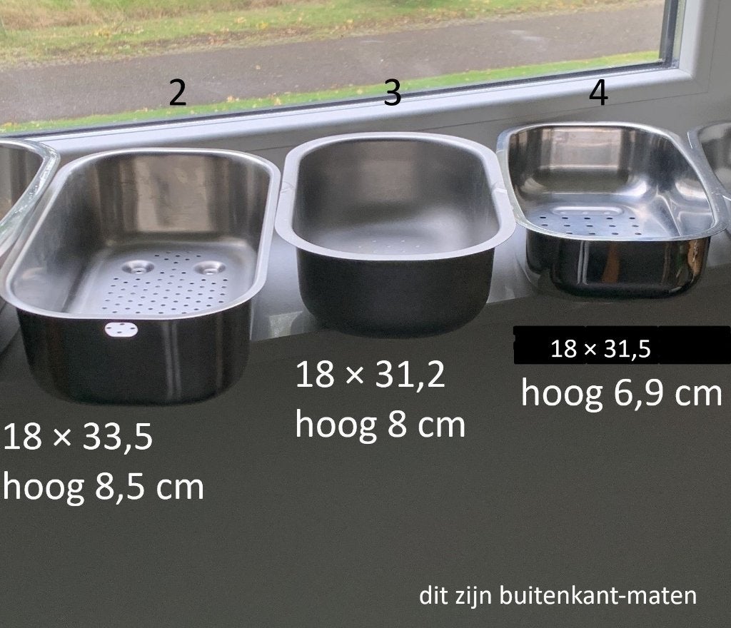 inzet- uitlek gootsteenbak resten-afgietbak spoelbak bak rvs, Overige typen, Ophalen of Verzenden, Zo goed als nieuw, Metaal