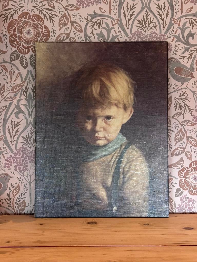 Sfeervolle oude afbeeldkng van huilende jongen, jongetje, Ophalen of Verzenden