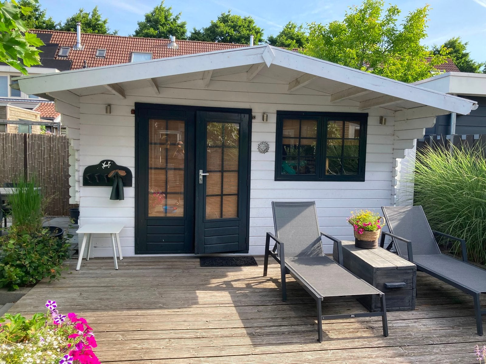 Tuinhuis met overkapping gratis!, Ophalen, Gebruikt, 250 tot 500 cm, Blokhut