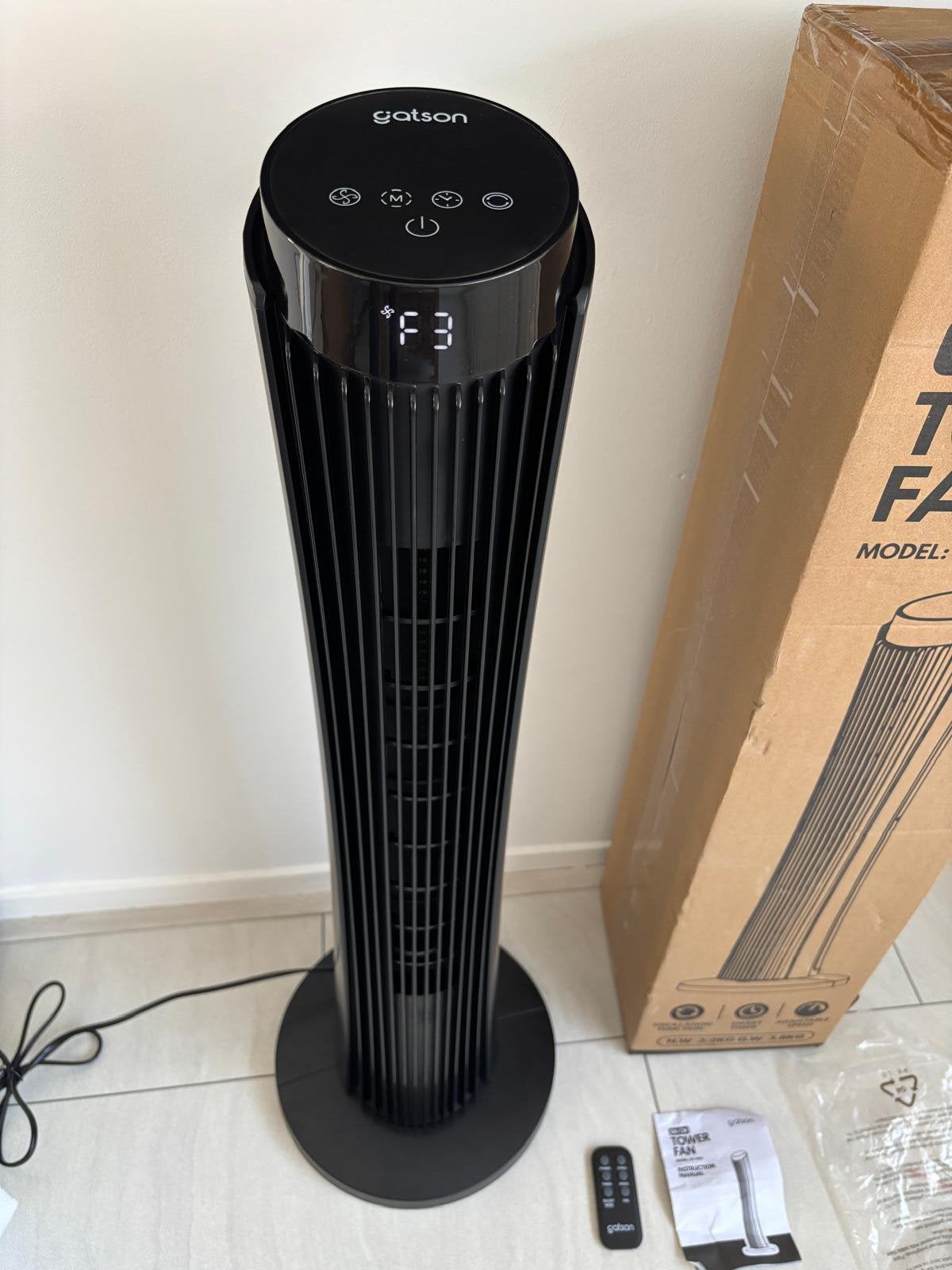 Gatson Torenventilator 86cm statiefvent met afstandbediening, Ophalen of Verzenden, Ventilator met afstandsbediening, Nieuw, Statiefventilator