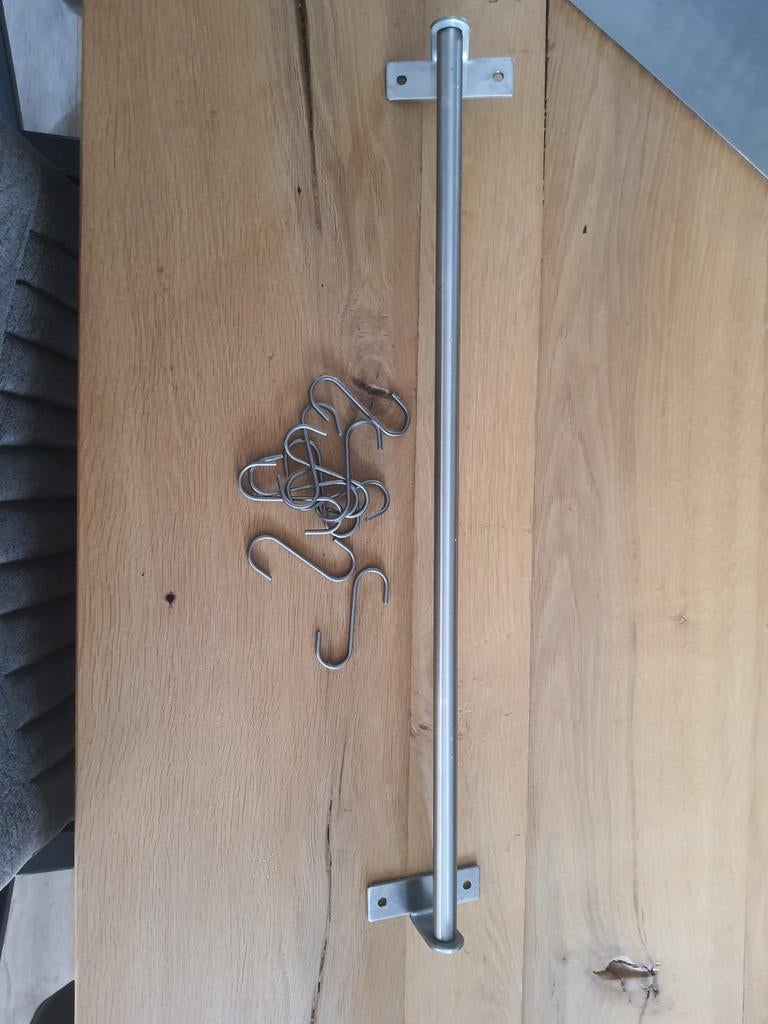 Handig rvs keukenrekje met haakjes, Overige typen, Ophalen, Zo goed als nieuw, Overige materialen