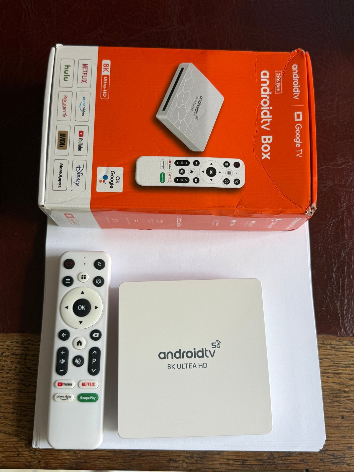 Android TV Box 8K Ultra HD met Google TV en Afstandsbedienin, Ophalen of Verzenden, Nieuw, HDMI, Zonder harde schijf