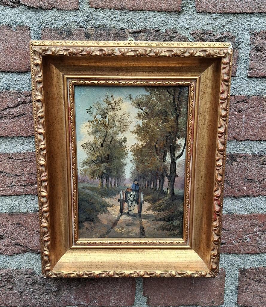 Hendrik Schaap (1878-1955), boerenkar op zandweg, Antiek en Kunst, Ophalen of Verzenden