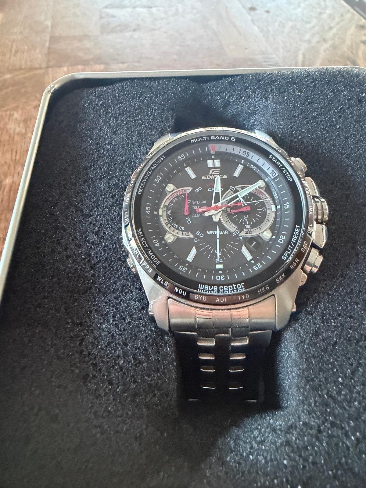 Casio Edifice Wave Ceptor horloge - Zo goed als nieuw, Casio, Staal, Polshorloge, Ophalen of Verzenden