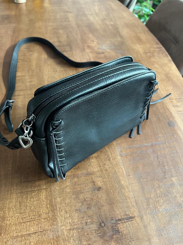 Zwart PU-lederen schoudertasje, Sieraden, Tassen en Uiterlijk, Tassen | Damestassen, Ophalen of Verzenden, Nieuw, Zwart, Schoudertasje