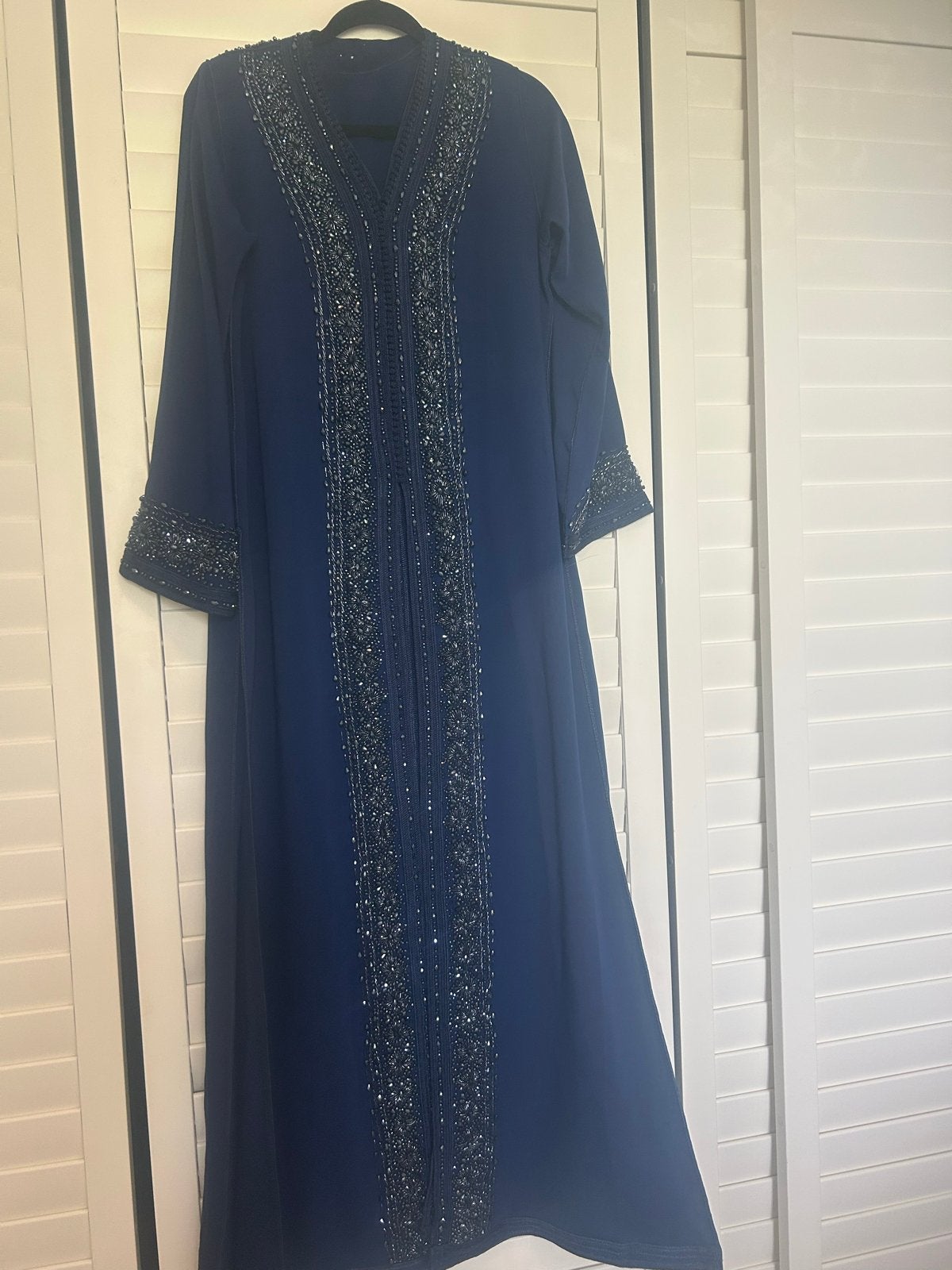 Nieuwe koningsblauwe takchita met riem, maat S, shiffon, Ophalen of Verzenden, Nieuw, Maat 36 (S), Blauw