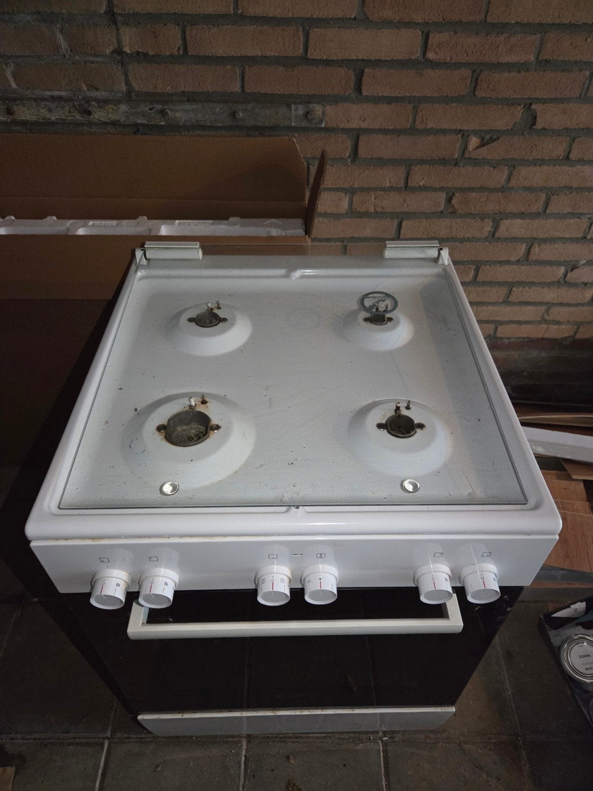 Fornuis met oven en 4 gaspitten, wit, Witgoed en Apparatuur, Minder dan 45 cm, Gebruikt, Oven, 60 cm of meer