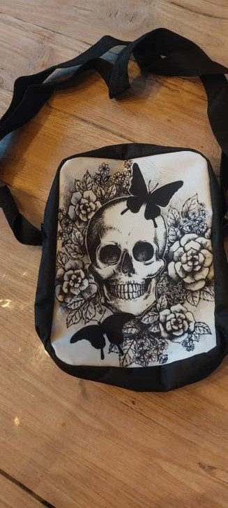 Schoudertasje met doodshoofdprint, Ophalen of Verzenden, Nieuw, Zwart, Overige merken
