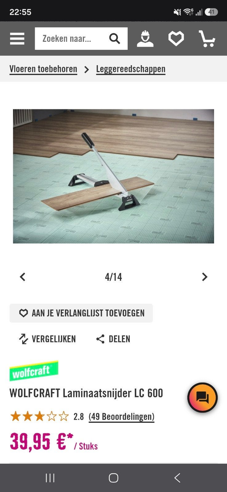 Wolfcraft laminaatsnijder LC 600 Hornbach, Doe-het-zelf en Verbouw, Gereedschap | Handgereedschap, Ophalen, Zo goed als nieuw