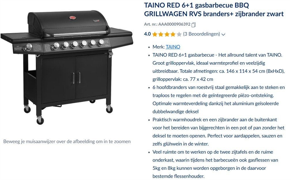 BBQ op gas, Ophalen, Zo goed als nieuw