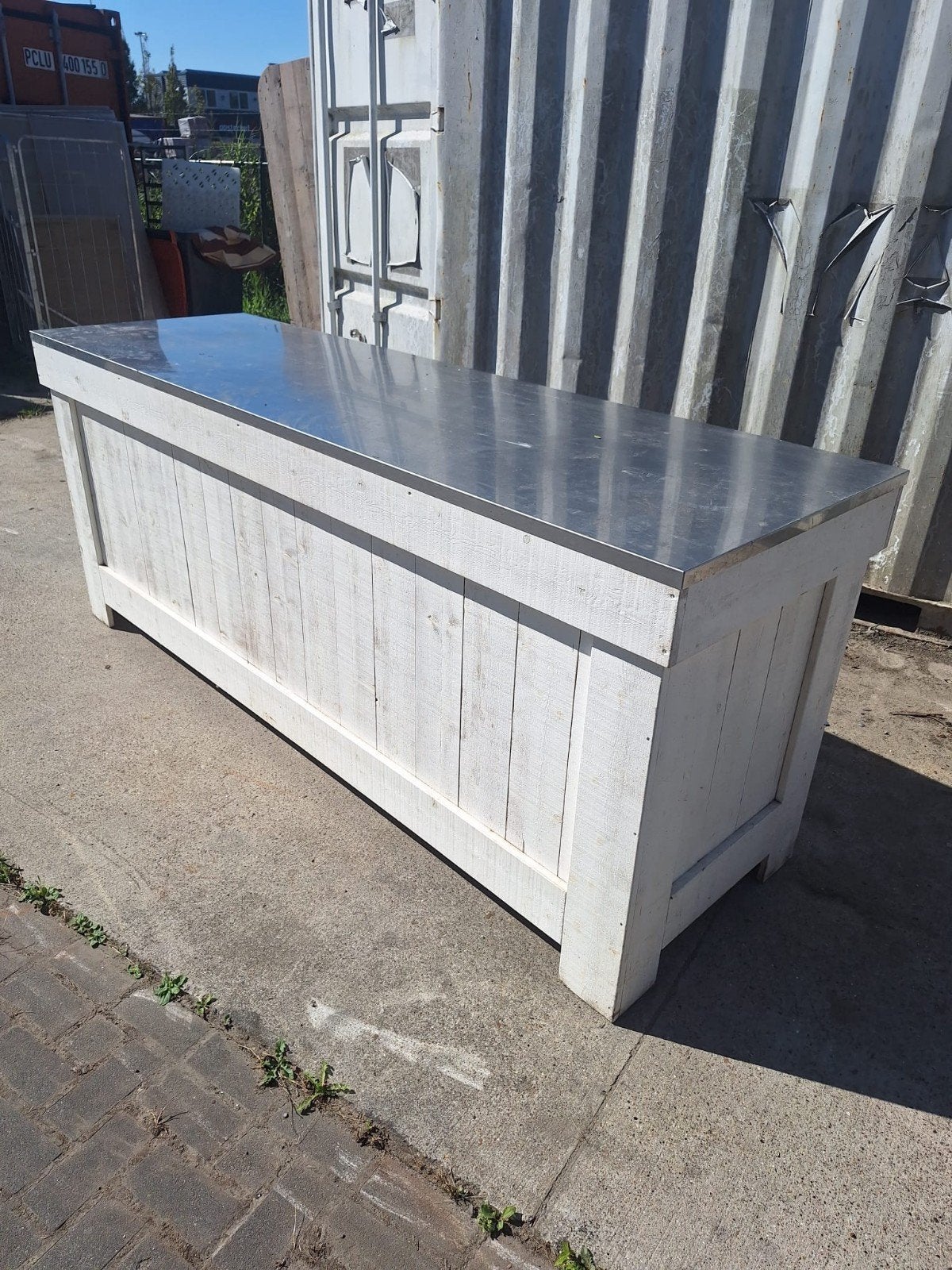 balie  wit  rvs blad toonbank buitenkeuken, Tuin en Terras, Ophalen