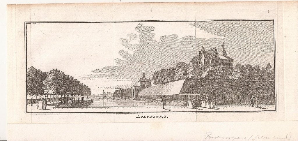 Loevestein Kopergravure Hendrik Spilman 1749, Origineel, Architectuur, Ophalen of Verzenden, Gravure