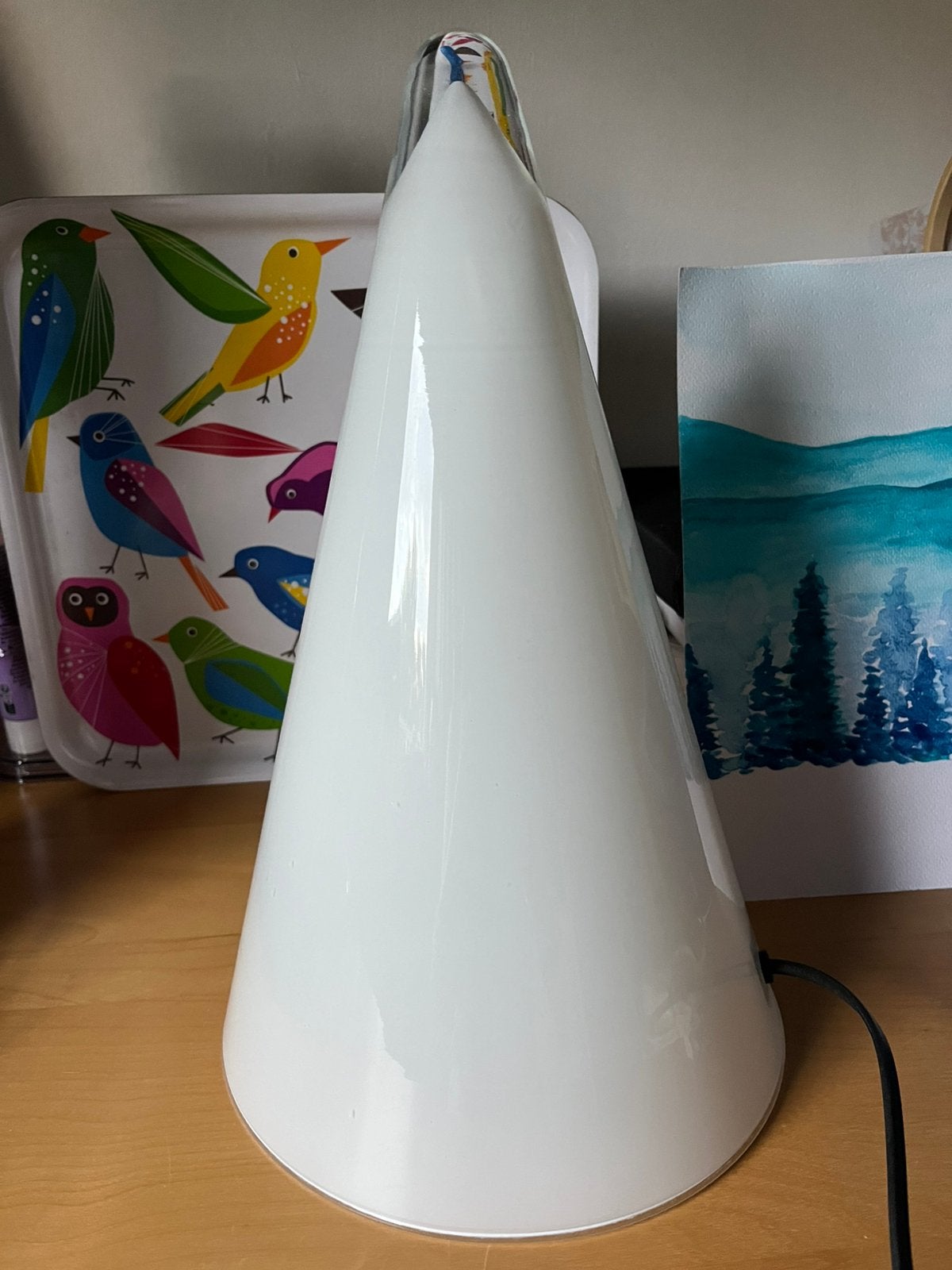 Vintage design Barbera Teepee tafellamp glas wit, Wit, Ophalen of Verzenden, Design, Glas