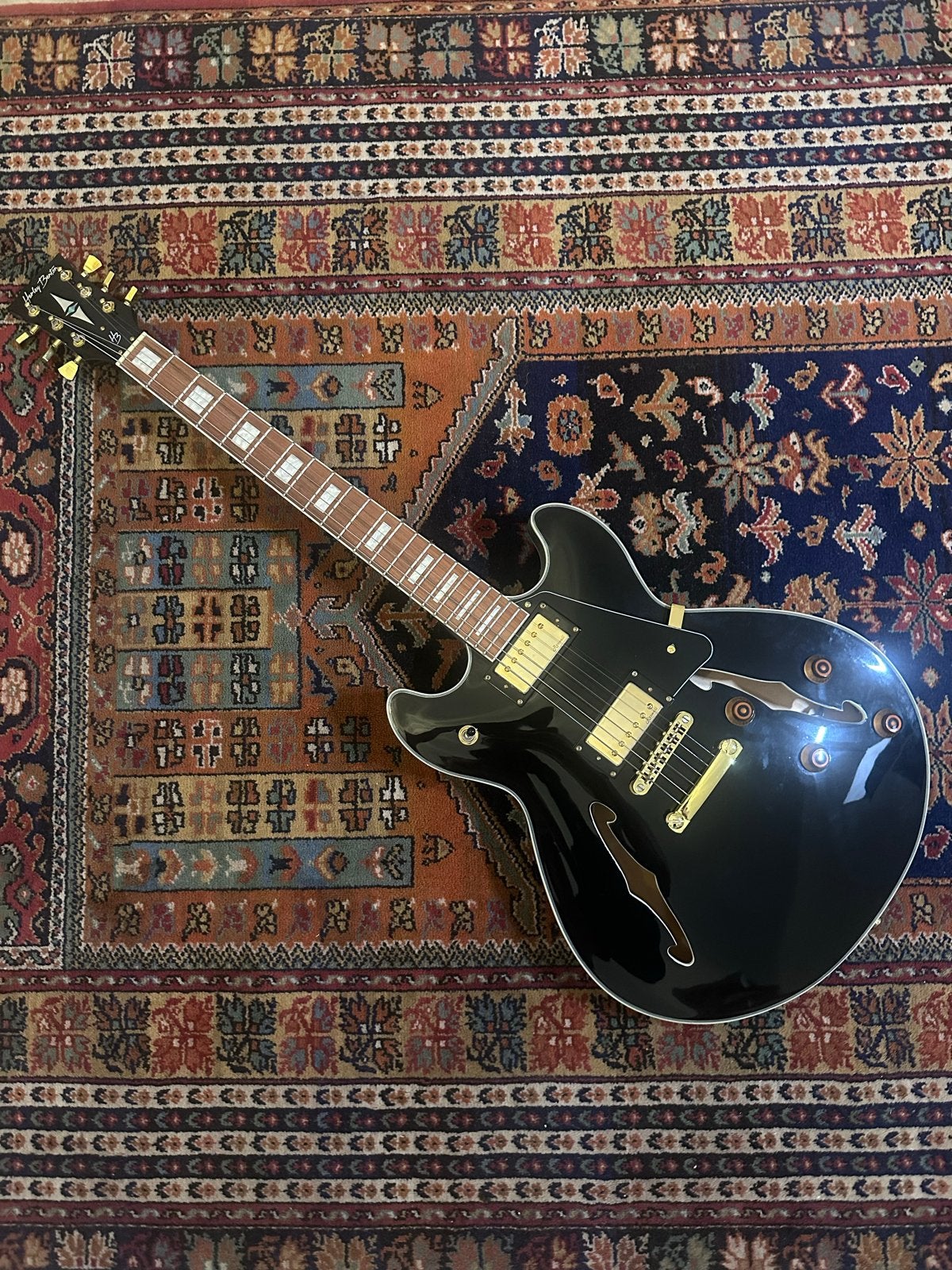 Harley Benton HB-35Plus Black Semi-Hollow Body Gitaar, Ophalen, Zo goed als nieuw, Semi-solid body, Overige merken