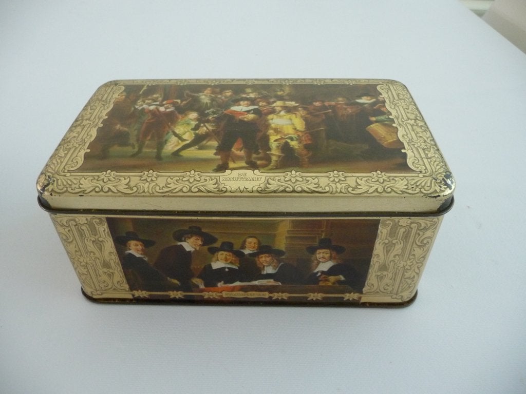 blik met REMBRANDT VAN RIJN afbeeldingen (2), Verzamelen, Ophalen of Verzenden, Gebruikt, Koek(jes)