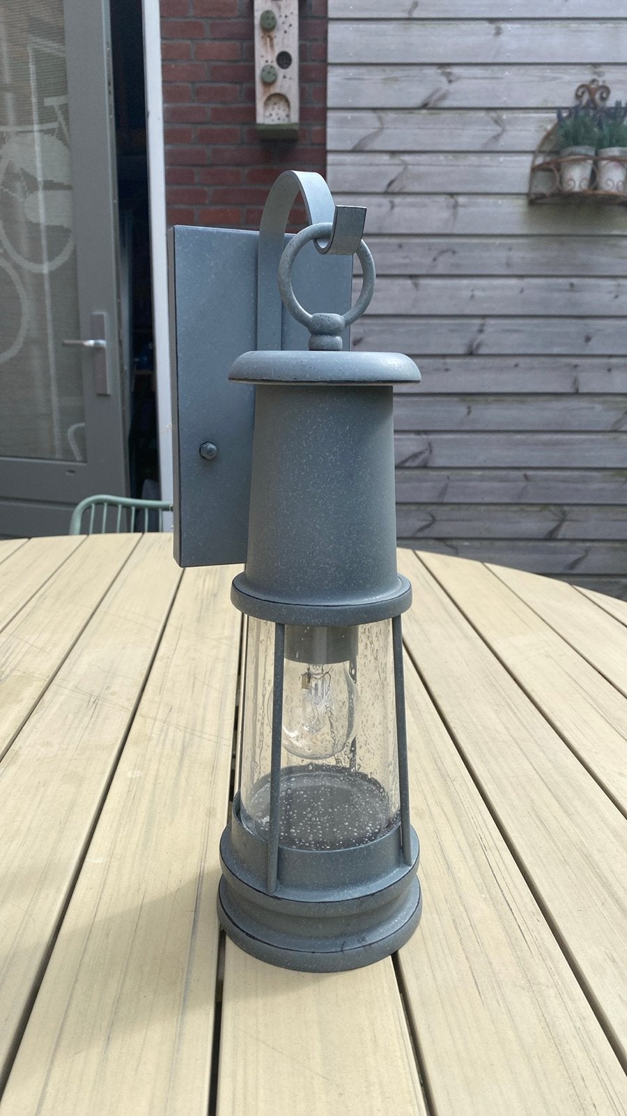 Buitenlamp Wandlamp Grijs - Klassieke Stijl, Tuin en Terras, Buitenverlichting, Ophalen, Gebruikt, Minder dan 50 watt, Wandlamp