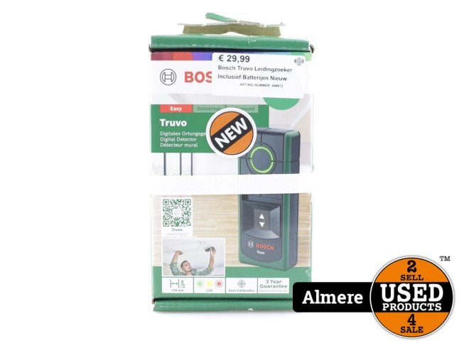 Bosch Truvo Leidingzoeker Inclusief Batterijen Nieuw, Bosch, Nieuw, Support@bosch.com, Robert Bosch GmbH
Robert-Bosch-Platz 1
70839 Gerlingen-SchillerhÃ¶he
Germany