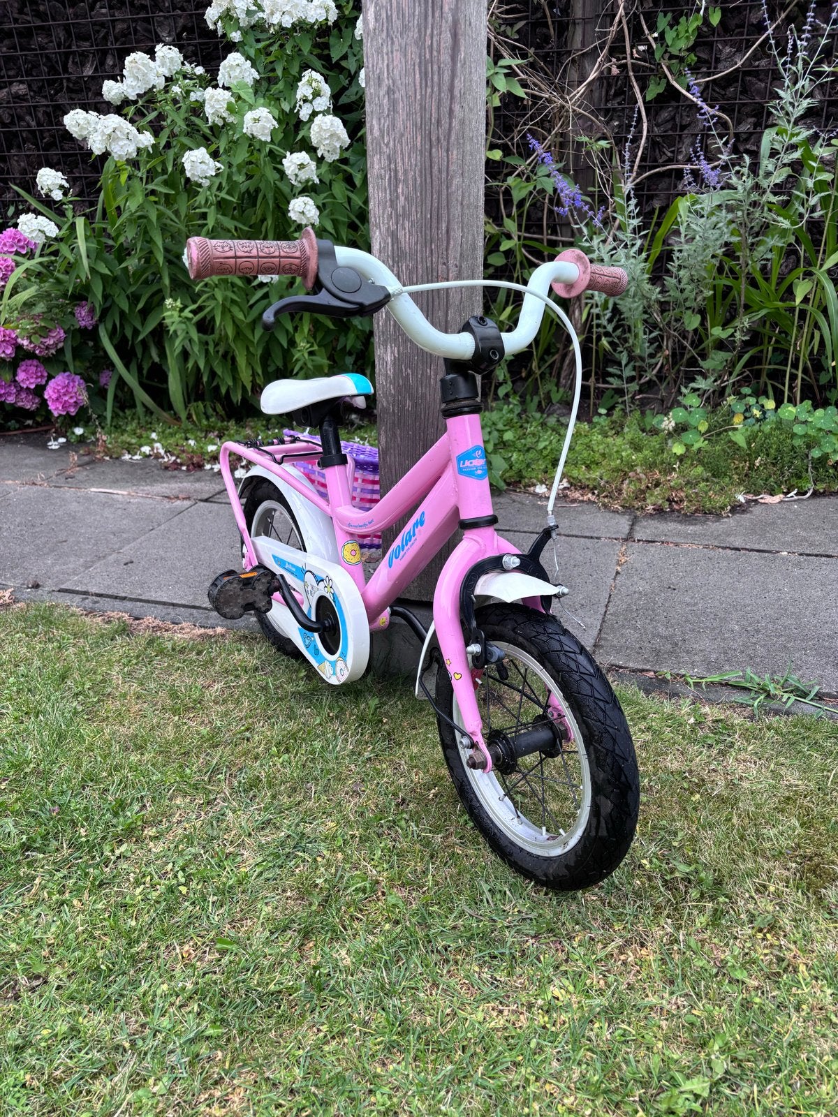 Roze meisjesfiets 12 inch met zijwieltjes, Ophalen, Terugtraprem, Zijwieltjes, Gebruikt
