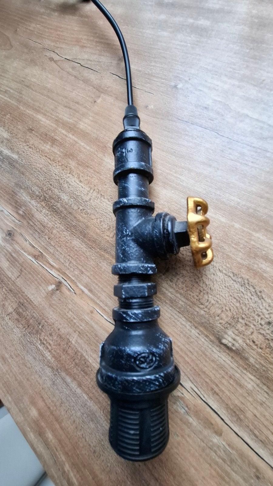 3x Vintage Retro Industriële Buis Lampen met Kraan, Gebruikt, Metaal, Industrieel, Vintage, Retro, Steampunk, E27 (groot)