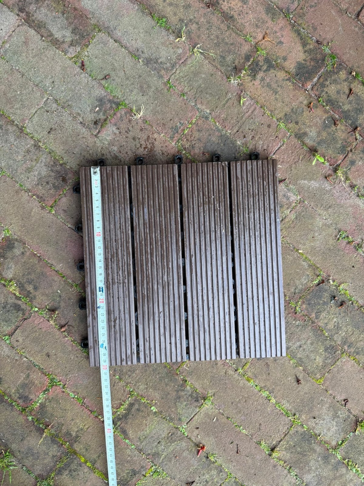 Kunststof vloertegels met kliksysteem, +/- 100 stuks, Tuin en Terras, Tegels en Klinkers, Ophalen, Kunststof, Gebruikt, 10 m² of meer