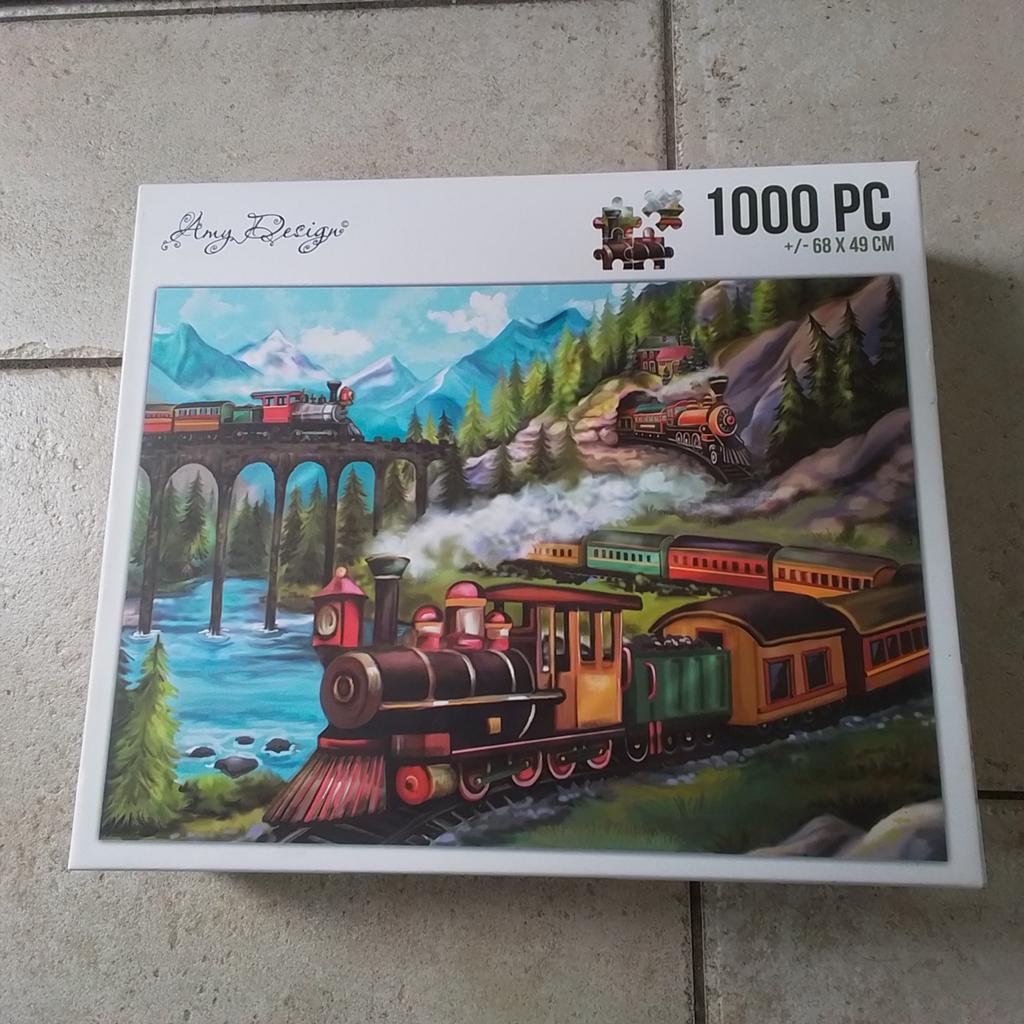 Legpuzzel 1000 stukjes - Amy Design Stoomtreinen, Ophalen, 500 t/m 1500 stukjes, Zo goed als nieuw, Legpuzzel